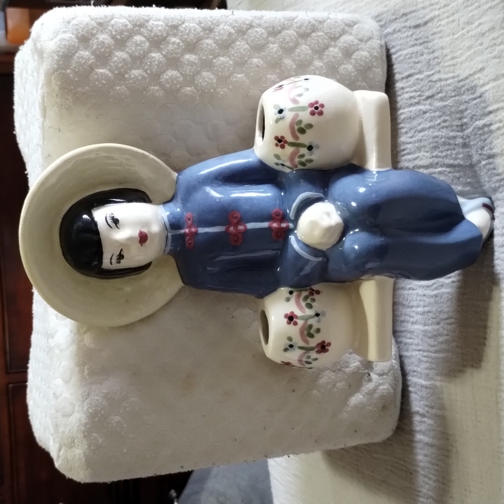Vintage MC Weil Ware, Asian Lady Double Planter Wall Hanging
